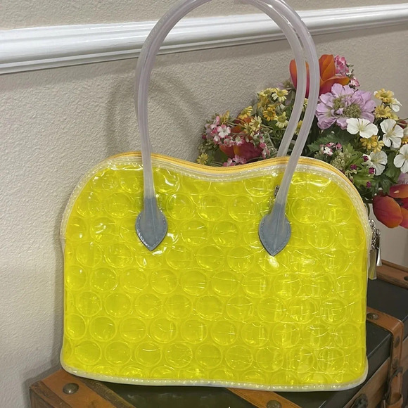 Big Bubble Bag BBB Made in Italy Yellow Bubble Wrap Handbag Y2K  Eco friendly - Picture 4 of 17